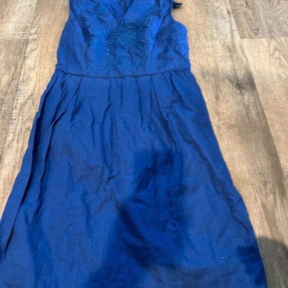 Boden Cobalt Blue Sleeveless Embroidered Sheath Dress Lined Knee-Length Size 6 - Picture 7 of 11